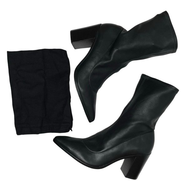 NIB SCHUTZ AMELLIE LEATHER MID CALF SOCK BOOTS IN BLACK SZ  9.5 - 6.5 - Picture 2 of 12